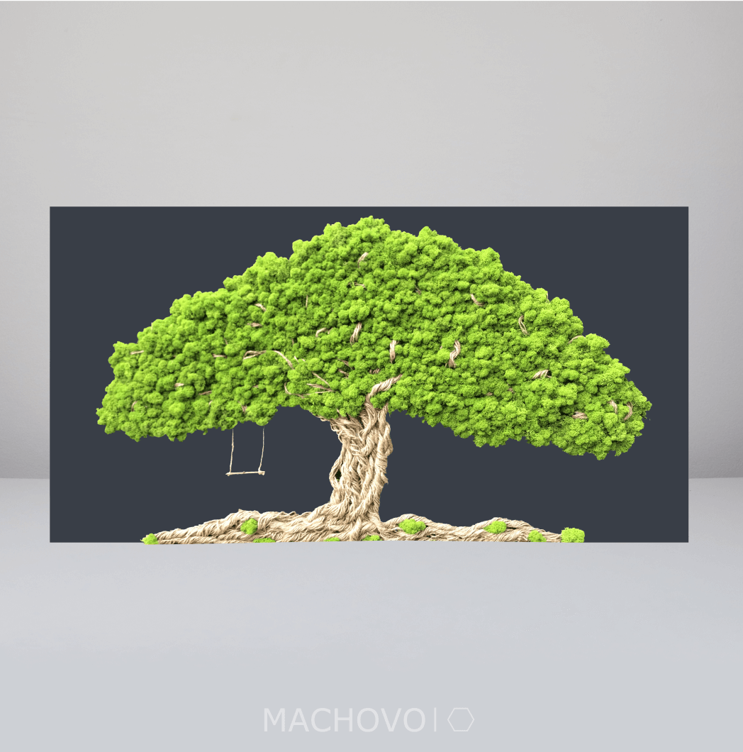 Mechový obraz Strom života bez rámu z přírodního mechu